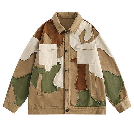 vintage hip hop streetwear jacket color block patchwork jacket 2023 men autumn harajuku cotton casual jacket coat outwear urban fashion pants