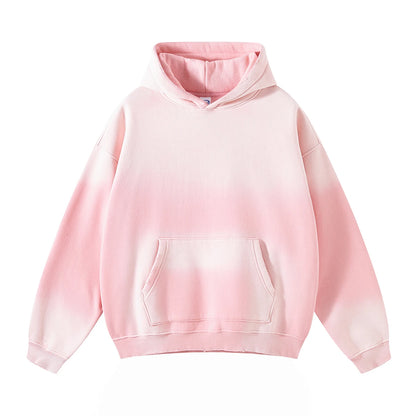 Autumn and Winter Washing Spray Dyeing Baggy Hoodies Distressed Hip Hop Gradient Men's and Women's Oversize Hooded Sweatshirts Street King Limited