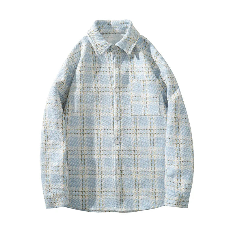 checked pattern cargo jacket coat korean style trendy breasted blouses 2024 spring male long sleeved jackets combat utility trousers