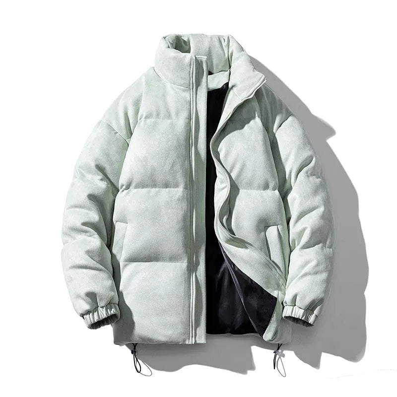 Streetwear Men's Winter Harajuku Fashion Jacket Parkas Bubble Jacket Oversize Warm Solid Coat Faux Suede Puffer Jacket Street King Limited