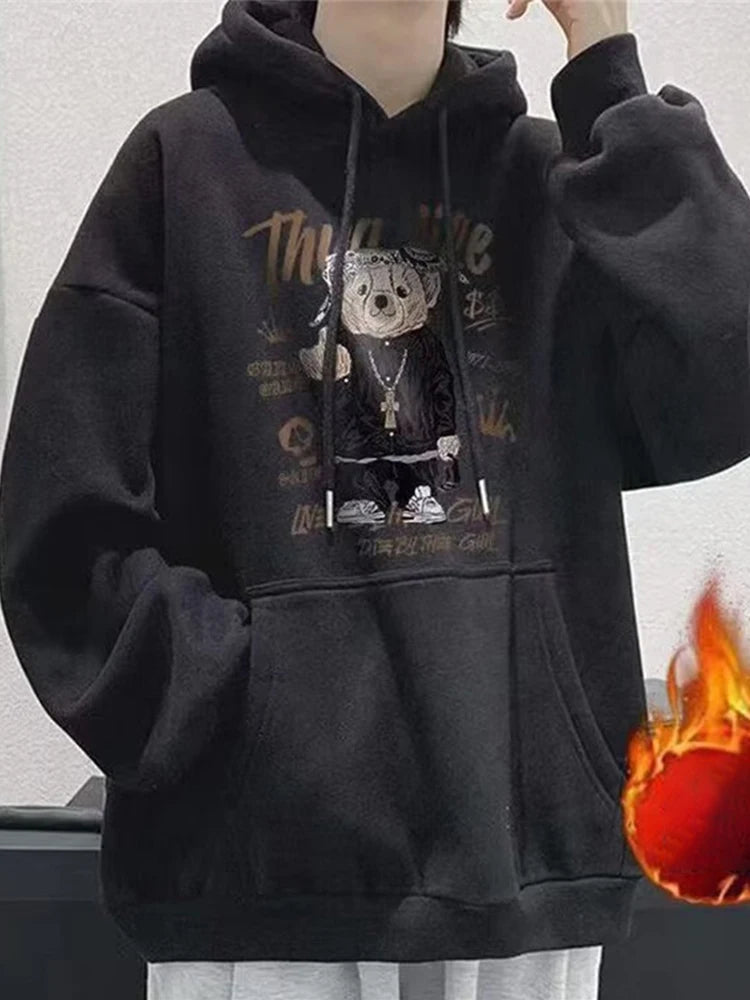 Autumn Funny Bear Graphic Hoodies Men 2024 New Hip Hop Fashion Hooded Sweatshirts Y2K Vintage Streetwear Pullover Hoody Clothes Street King Limited