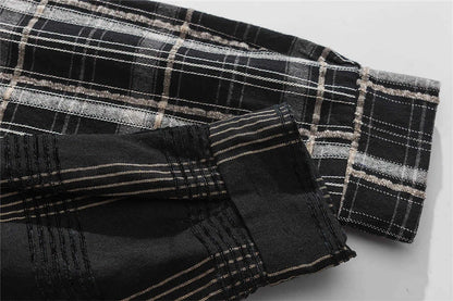 Streetwear Autumn Plaid Shirts Men Harajuku Hip Hop Streetwear Shirts Coats Long 2024 Autumn Plaid Shirts Men Harajuku Hip Hop Streetwear Shirts Coats Long Sleeve Loose Casual Button Up Blouse Y2K Tops Fashion Sweater Jacket With Graphic Design For Men