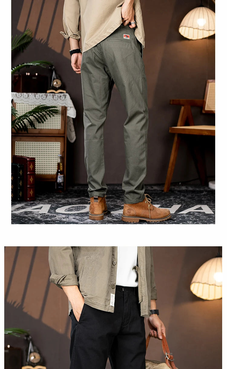 men business casual fashion pure cotton commute pants japanese streetwear amikaji fashion straight cargo pant trouser unique cargo style 1903