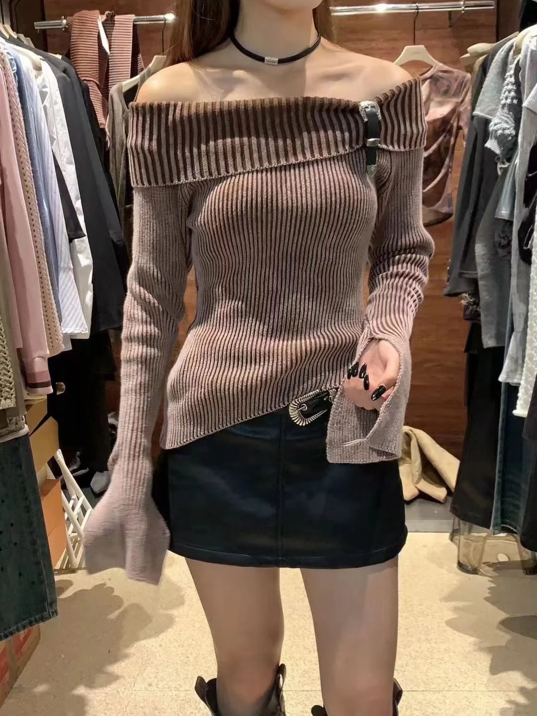 Woman Sweater Y2k Fashion Retro Gradient Swoosh Sexy Hottie Netflix Tops Women Slim Peplum Design Knit Sweater Tops Goth Jumper Street King Limited
