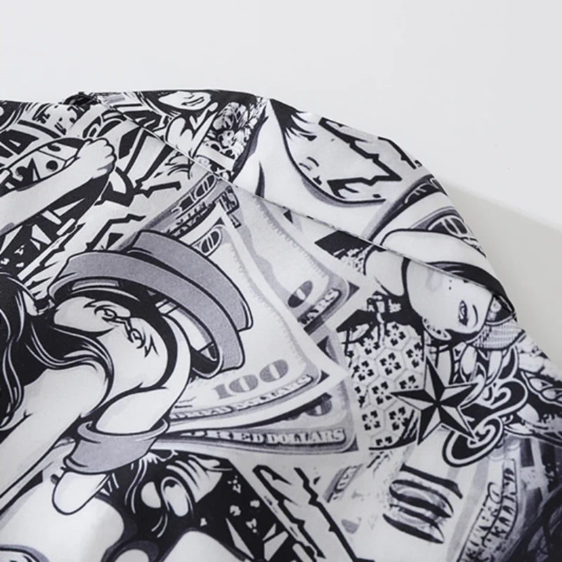Anime Graphics Print Shirt New Casual Short Sleeve Harajuku Hawaiian Shirt Hip Hop Streetwear Loose Top Shirts for Mens Clothing Street King Limited