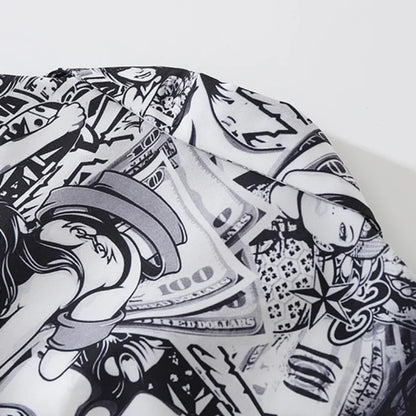 Anime Graphics Print Shirt New Casual Short Sleeve Harajuku Hawaiian Shirt Hip Hop Streetwear Loose Top Shirts for Mens Clothing Street King Limited