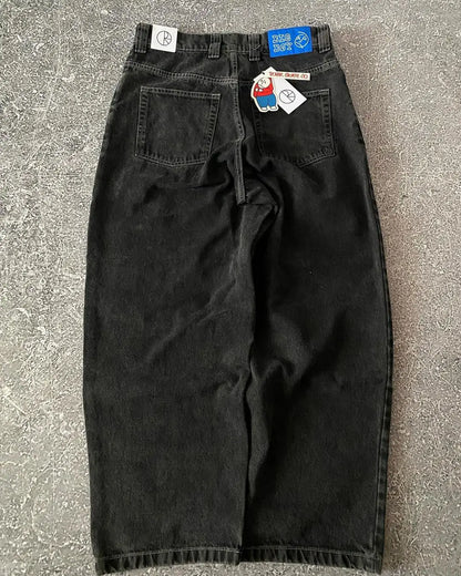retro hip hop streetwear big boy jeans y2k embroidery pattern black baggy jeans pants men women fashion pants clothing ripped baggy denim