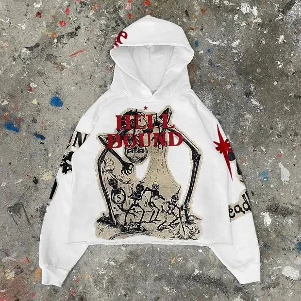 Y2K Hoodie Trend Punk Mummy Print Oversized Hoodie Men and Women New Fashion Loose Harajuku Hip Hop Streetwear Gothic Sweatshirt Street King Limited