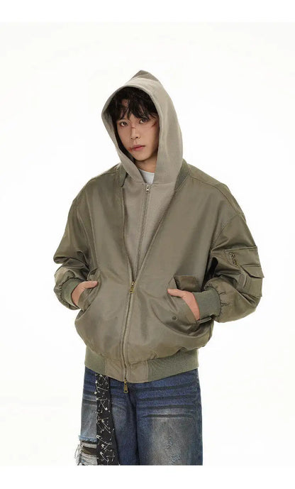 splice hat flight jacket men women streetwear fashion loose casual short hooded bomber jacket couple hoody coat outerwear unique shorts style 620