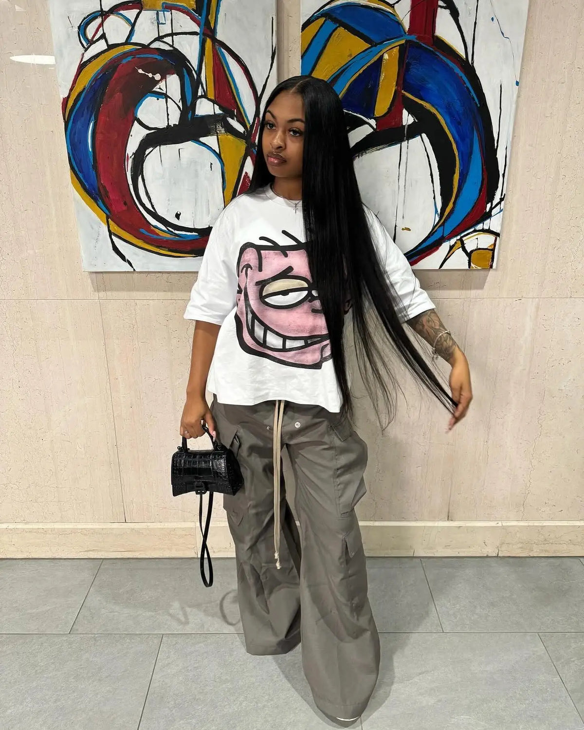 y2k Street Harajuku Fashion Big Head Pattern Printed Short Sleeve T-Shirt Women's 2024 Trendy Gothic Casual Loose Oversized Top Street King Limited