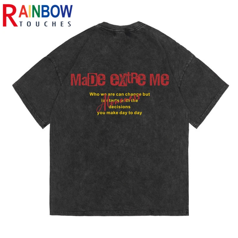 Rainbowtouches 2022 New Brand Mens  Vintage T-Shirt High Street Tidal Current Letter Design Mens T Shirt Men Hip Hop Women Shirt Street King Limited
