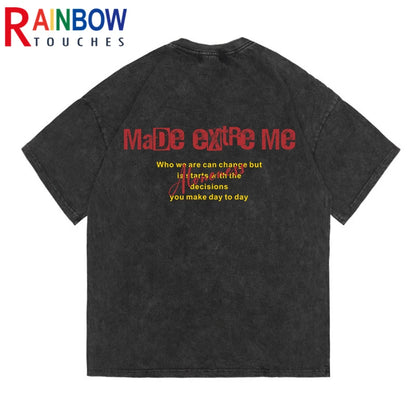 Rainbowtouches 2022 New Brand Mens  Vintage T-Shirt High Street Tidal Current Letter Design Mens T Shirt Men Hip Hop Women Shirt Street King Limited