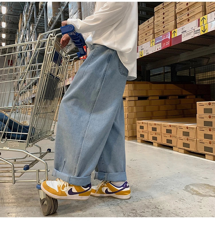 Men Wide Leg Jeans Loose Straight Baggy Denim Pant Men's Women's Streetwear Skateboard Pants Oversized Hip Hop Casual Trousers Street King Limited