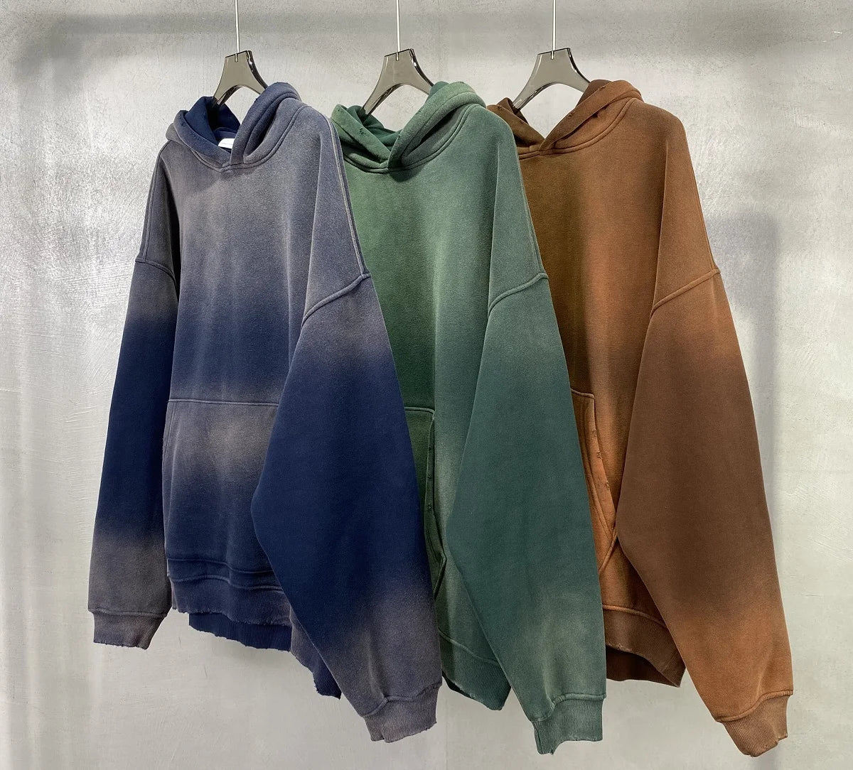 Autumn and Winter Washing Spray Dyeing Baggy Hoodies Distressed Hip Hop Gradient Men's and Women's Oversize Hooded Sweatshirts Street King Limited