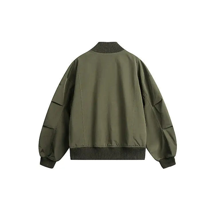 short design stand collar bomber jacket men korean streetwear fashion loose casual vintage bomber jacket coat cityboy outerwear unique shorts style 548
