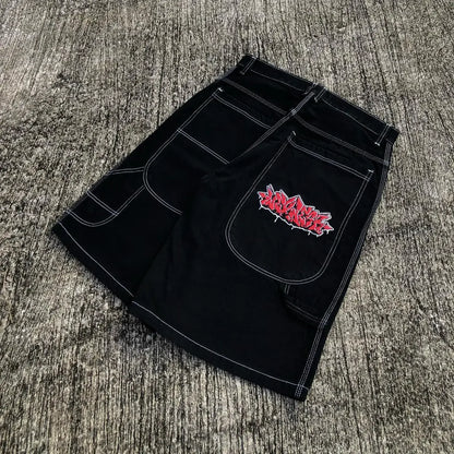 harajuku tapout and wexwear suit graphic embroidered jeans black skateboard pants y2k jeans tracksuit t shirt for men streetwear denim street jeans