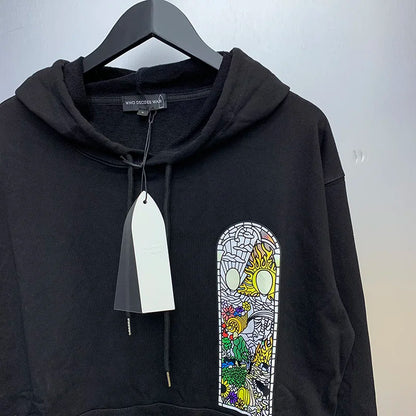 Black WHO DECIDES WAR Hoodies Chaopai Vintage Heavyweight Men Woman Oversized Casual High Street Pullover Hoodies Street King Limited
