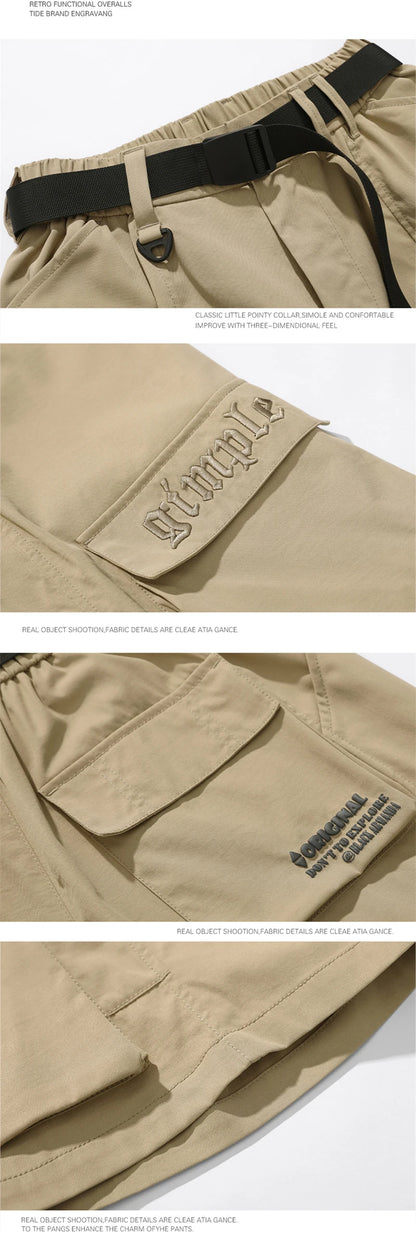 summer new american retro cargo shorts for men casual multi pocket baggy y2k shorts streetwear hip hop embroidery short cargo unique cargo style 293