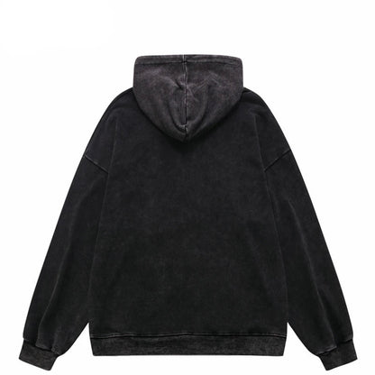 Hip Hop Streetwear Hoodie Sweatshirt Washed Vintage Devil Skull Skeleton Graphic Cotton Men Hooded Pullover Retro Punk Hoodie Street King Limited