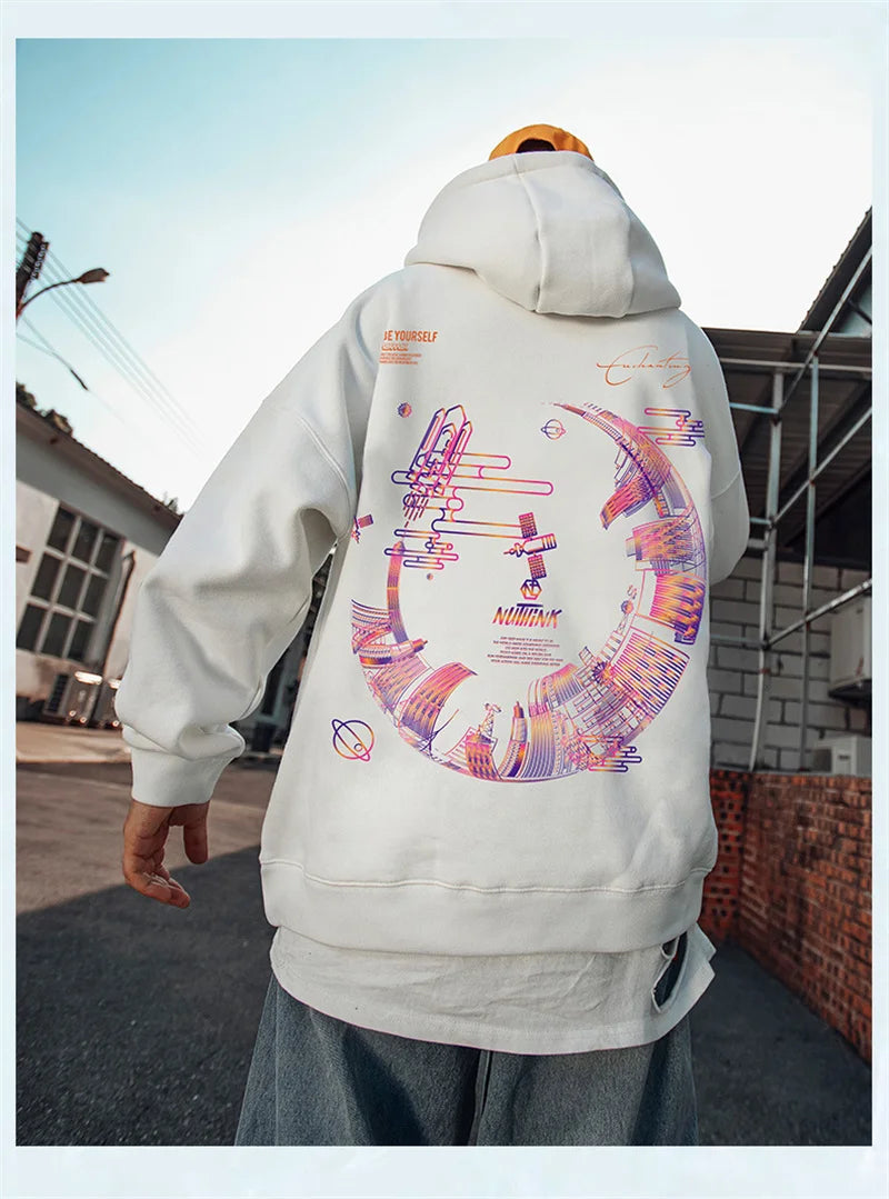 High Street Graffiti Graphic Hoodie Mens Loose Fleece Hoodies Harajuku Hip Hop Oversize Casual Hooded Sweatshirts Y2K Clothes Street King Limited
