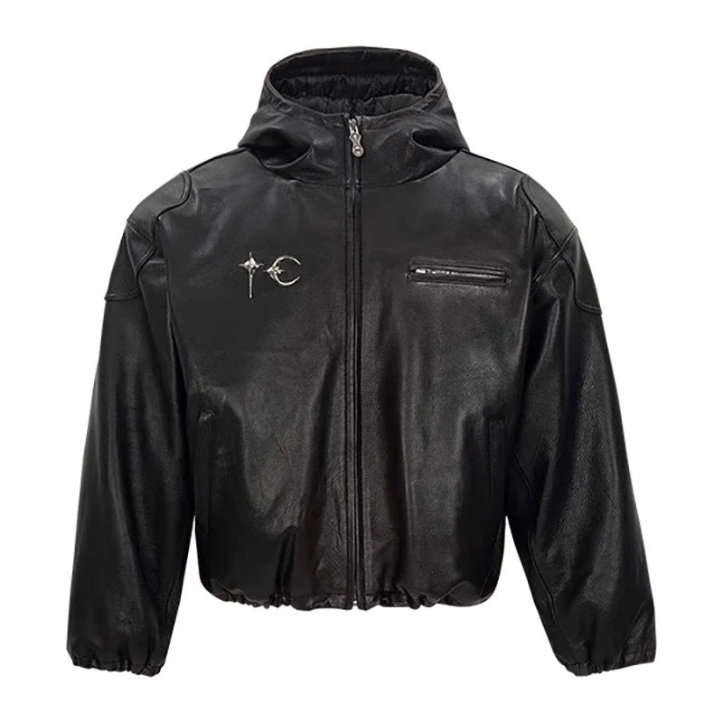 new 2024 men metal thug club pu leathers zippers bomber coats jackets down coats shirts cotton warm winter size 1 2 3 745 relaxed fit trousers