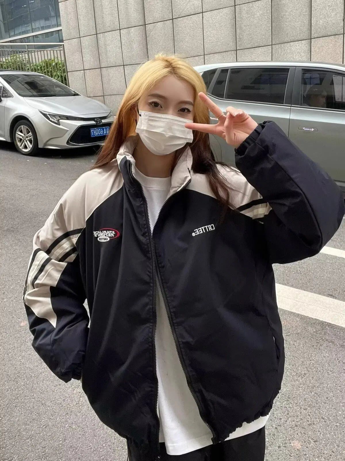 Winter Double Sided Parkas Women Men Thick Warm Patchwork Cotton Padded Coat High Street Loose College Stand Collar Outwear New Street King Limited