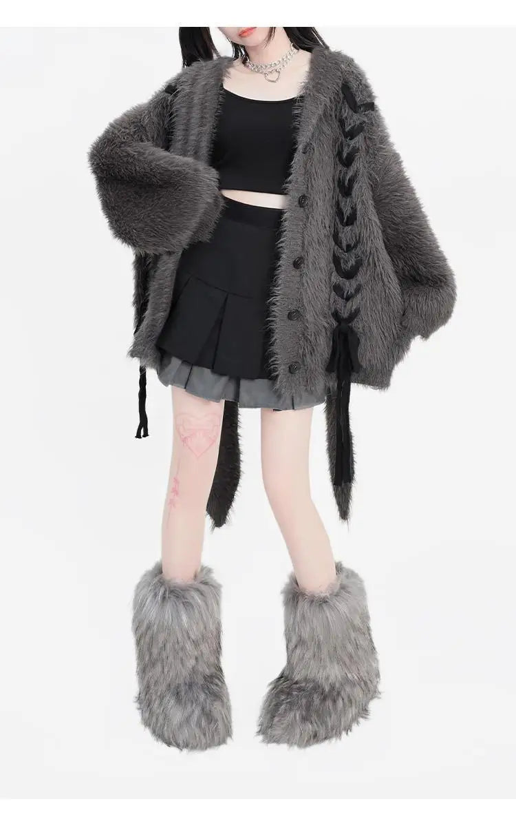 plush faux mink fur thick cardigan sweater jacket for women pro choice loose medium to long style coat women winter y2k tops unique default style 746