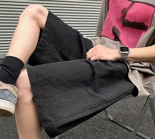 Korean Khaki Cargo Shorts for Men and Women in Summer Y2K Japanese Retro Casual Wide-leg Harajuku Trendy Sports Shorts Street King Limited
