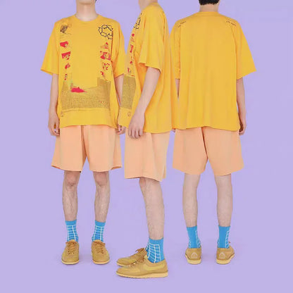 Men Woman CAVEMPT Tops Tee Summer Cotton Slogan Abstract Printing O-Neck Loose Classic All-match Casual C.E Short Sleeve Street King Limited