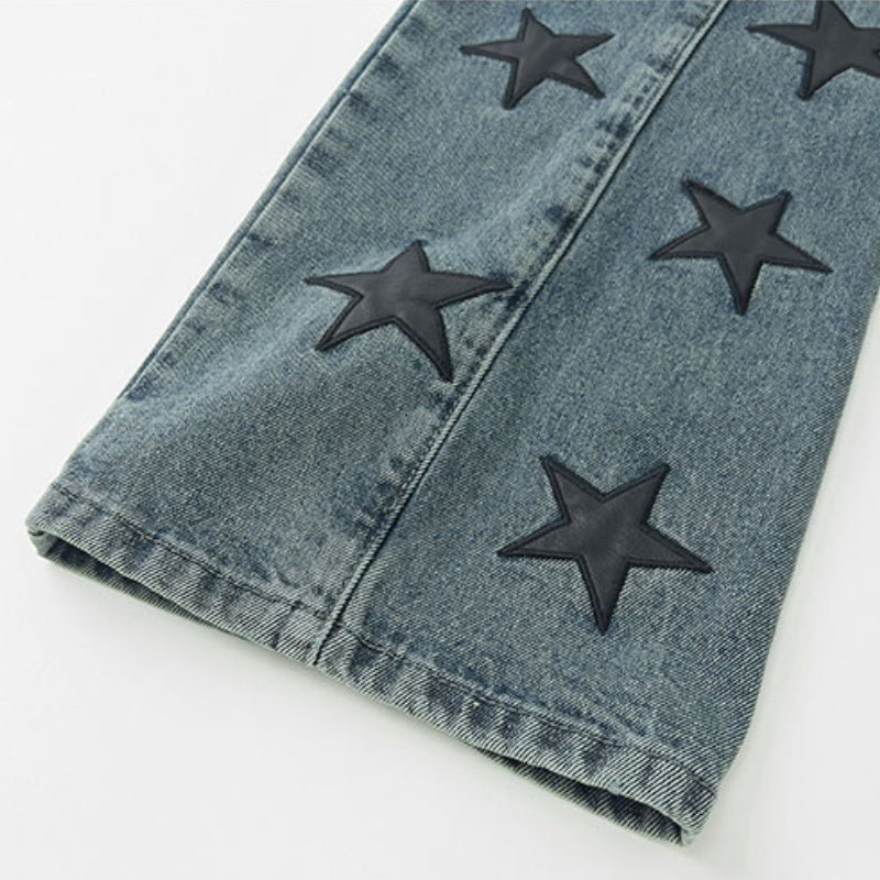 mens high street stars embroidery denim jean pants casual loose straight jeans hip hop y2k unisex pants streetwear joggers unique joggers style 2928