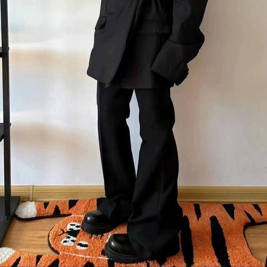 New Black Color Straight Boot Cut for Men Streetwear Loose Baggy Suit Pants Ropa Hombre Oversized Casual Flare Trousers Street King Limited