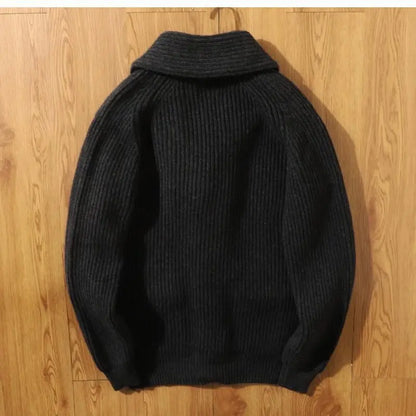 autumn and winter thicken cardigan sweater jackets for men classic british style retro green fruit collar coat streetwear unique default style 352