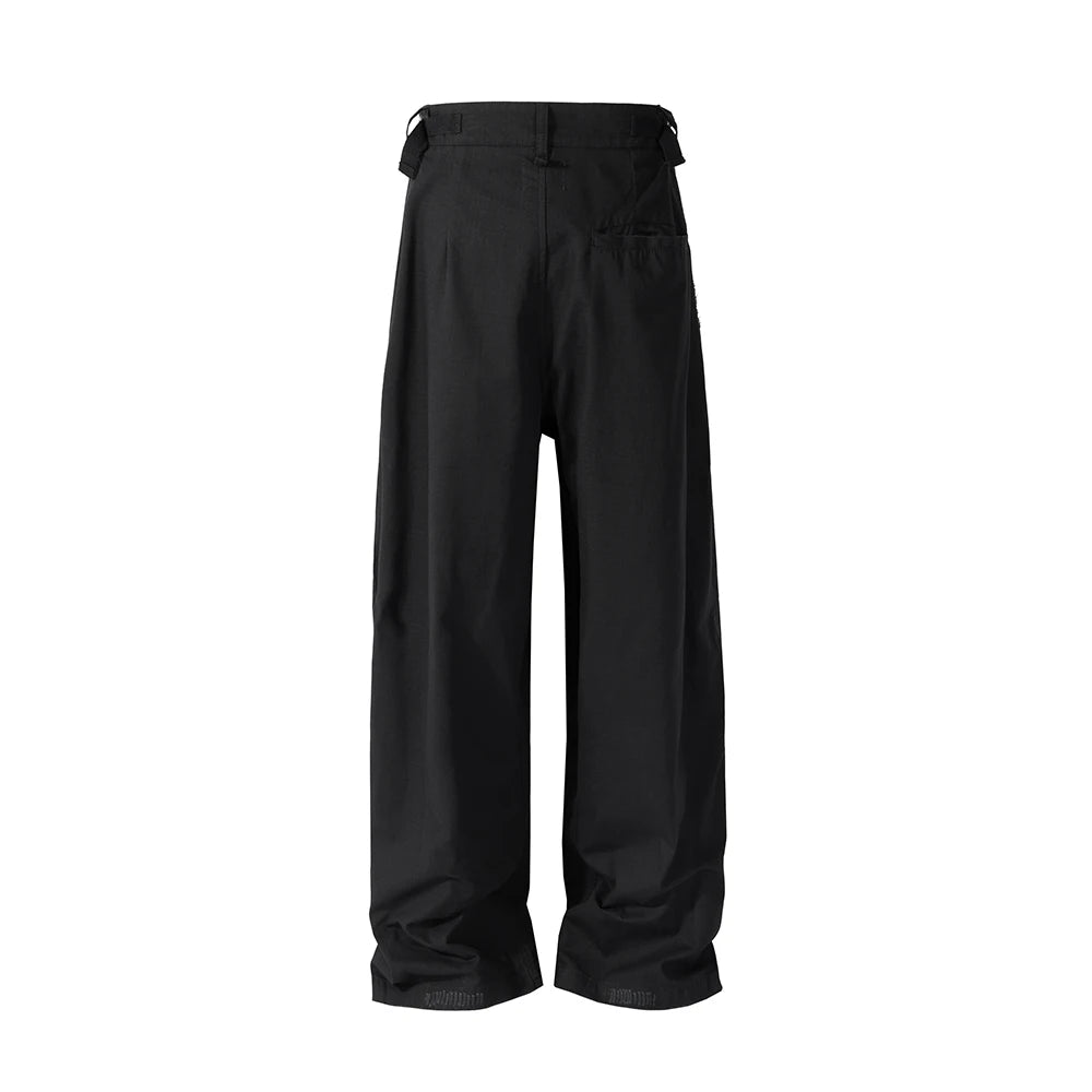 Frayed Black Straight Baggy Cargo Pants for Men Streetwear Y2k Pantalones Hombre Solid Overalls Oversized Casual Trousers Street King Limited
