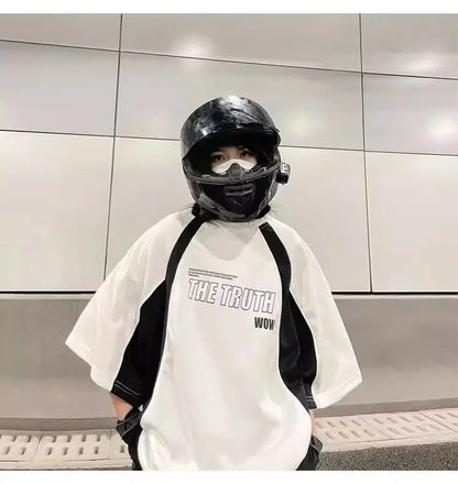 2024 Summer New American Men and Women Trend Hip Hop Letter Print Round Neck Short Sleeve Couple Loose Motorcycle T-shirt Top Street King Limited
