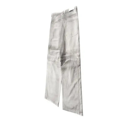 pleat patchwork dir wash racing pants mngu washed distressed white straight overalls dirfit loose trousers unique default style 1339