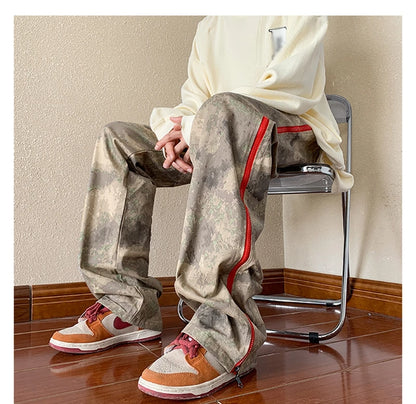 2023 outdoor side zipper camouflage baggy men cargo tracksuit pants overalls hip hop women sport long trousers spodnie dresowe unique cargo style 4087