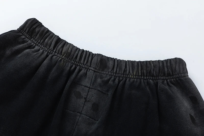RRR123 2024 New Sports Shorts Heavyweight Washed Graffiti Print Vintage Drawstring Capris Casual High Street Loose Curled Y2K Street King Limited