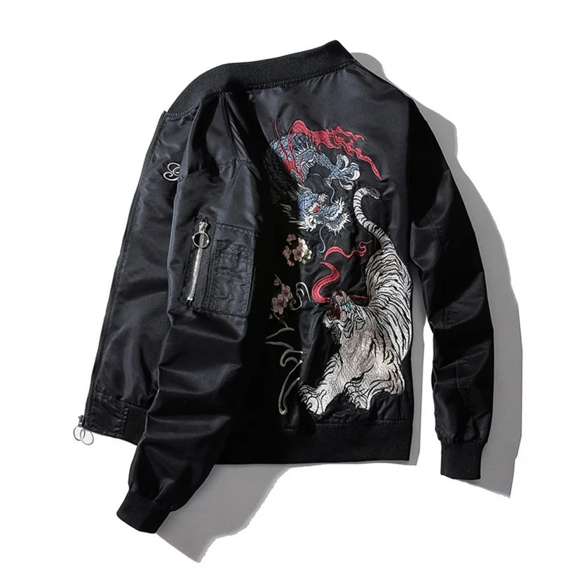 sukajan bomber jacket men yokosuka souvenir japan anime embroidered ma1 coat dragon tiger boys baseball clothes spring autumn unique default style 5929