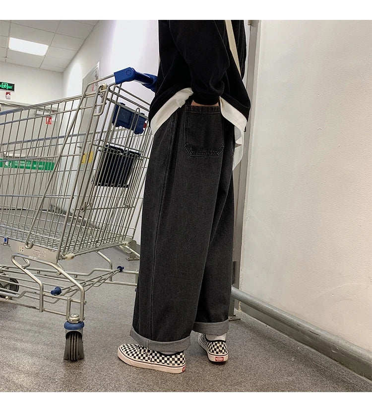 Men Wide Leg Jeans Loose Straight Baggy Denim Pant Men's Women's Streetwear Skateboard Pants Oversized Hip Hop Casual Trousers Street King Limited