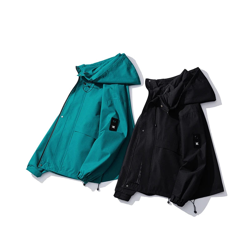 autumn mens lightweight waterproof jacket basic solid colours outdoor clothing daily travel unisex hooded jackets windbreaker clean everyday pants