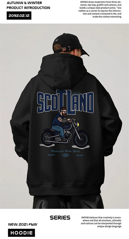 Autumn Motorcycle Men's Printed Hoodies Hip Hop Fashion Streetwear Baggy Sweatshirts Hombre Vintage Pullover Fleece Y2K Hoodie Street King Limited