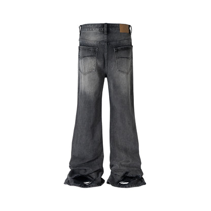 New Black Gray Washed Casual Baggy Jeans for Men and Women Straight Loose Oversized Cargos Hip Hop Frayed Hole Denim Trousers Street King Limited