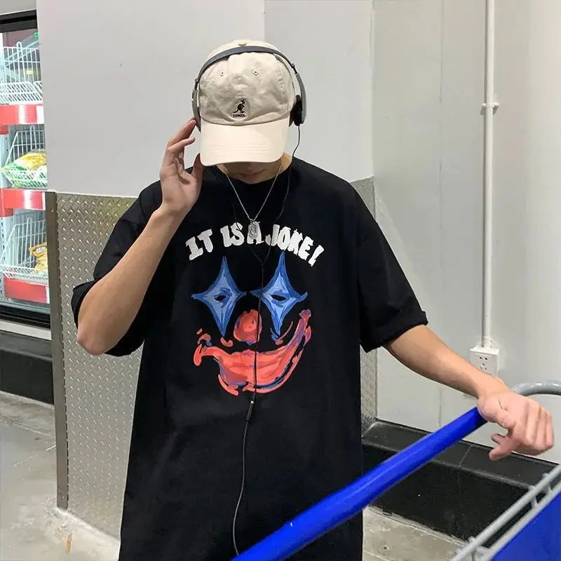 Hong Kong style retro American cotton summer short-sleeved T-shirt men's trendy Korean style loose top trendy brand half-sleeved Street King Limited
