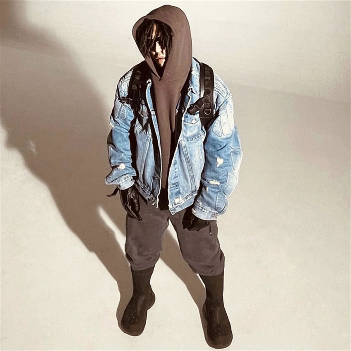 24fw kanye west yzy brand fashion high street heavy weight denim jacket worn quality jacket coat for men vintage washed jeans