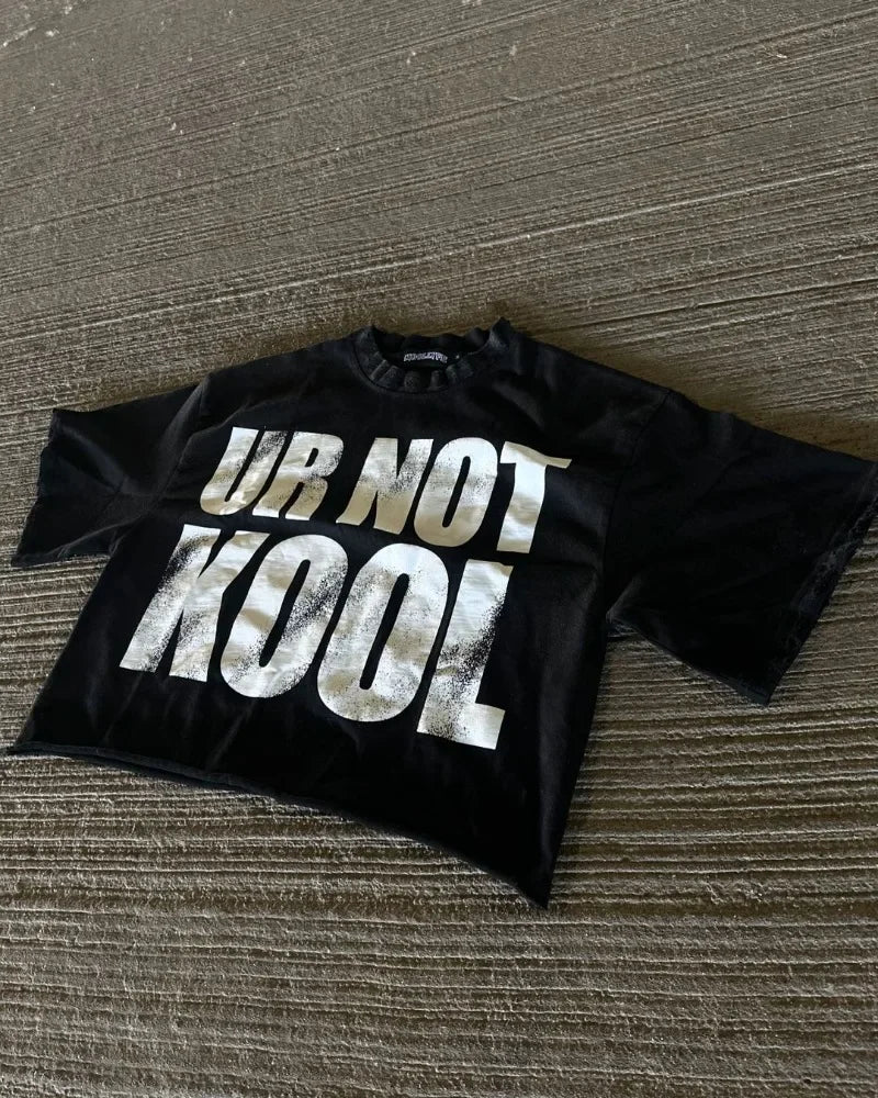 Hip-hop Rock Gothic Punk Fashion Letter Printed Cotton Top Men Y2k Street Casual Round Neck Loose Oversized Short-sleeved Women Street King Limited