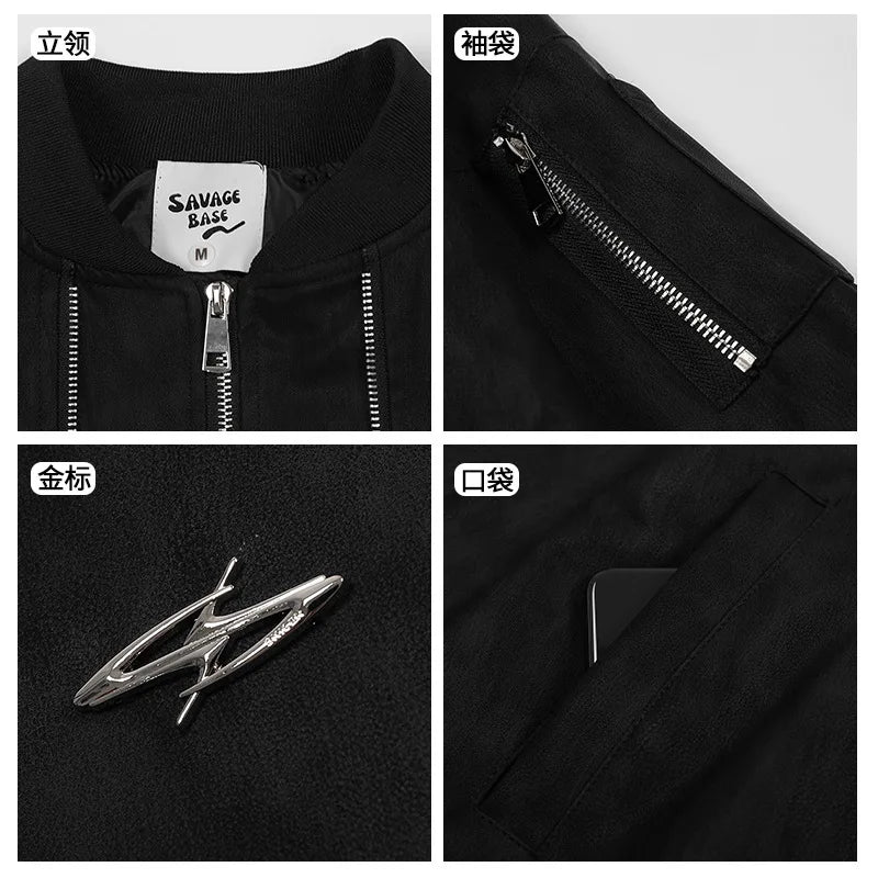 Men's Stand Up Collar PU Leather Jacket Autumn American Workwear Lapel Zipper Short Jacket Trend Casual Solid Color Bomber Coats Street King Limited