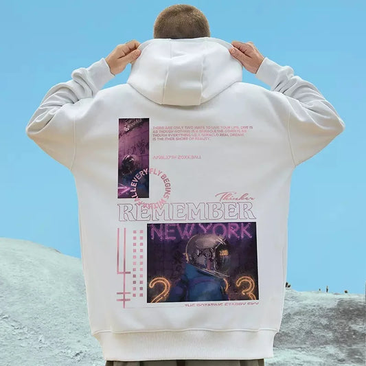 Subway Astronaut Gothic Print Men's Sweatshirt Autumn Pullover Streetwear 2025 Fleece Hoodies Hip Hop Y2K Hoodie Clothes Street King Limited