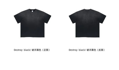 2024 Spring Summer New in Tops Tees Trendy Spray Dye Cut Damaged Washed Y2k Clothes Men's Short Sleeved T-shirt Oversized Street King Limited