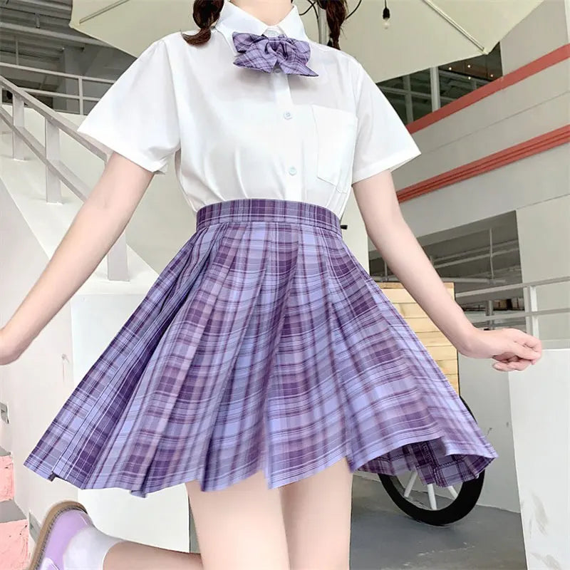 Jk Uniforms Gyaru School Uniform for Girl Student Pleated Skirt Uniform Set Women Short Sleeve Bow Tie Seifuku Japanese Style Street King Limited