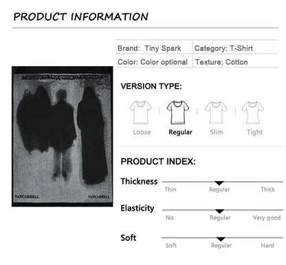 Men Hip Hop T Shirt Streetwear Dark Style Shadow Printed T-Shirt 2023 Summer Short Sleeve Tshirt Harajuku Cotton Tops Tees Black Street King Limited